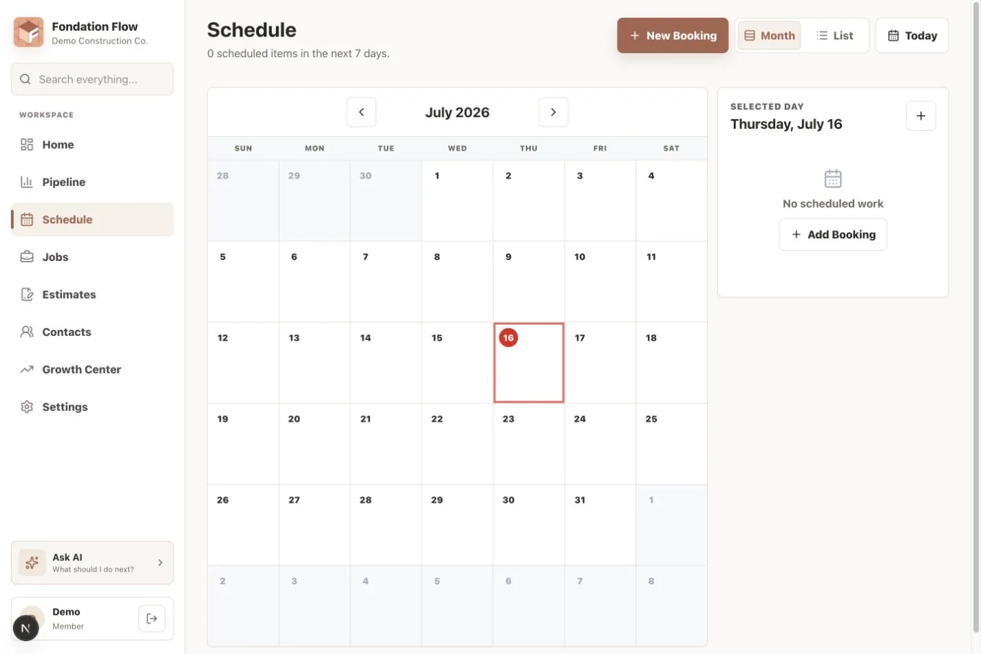 Fondation Flow shared schedule